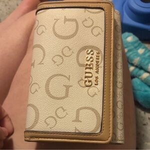 Guess Cream and Tan Logo Wallet